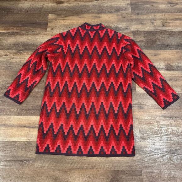 Westbound M Red & Purple Geometric Open Cardigan Sweater Duster Colorful EUC - Picture 2 of 8